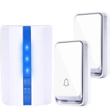 (2 to 1) Self-powered Waterproof Wireless DoorBell No Battery Smart Door Bell Chime LED Light White