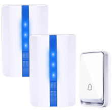 (1 To 2) Self-powered Waterproof Wireless DoorBell No Battery Smart Door Bell Chime LED Light White