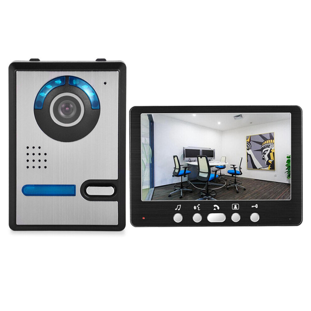(Indoor+Outdoor Unit) HD 7 inch TFT Color Video Door Phone Intercom Doorbell Home Security Camera Monitor Night Vision System