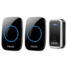 (Black, US Plug) Self-powered Wireless Music Doorbell Waterproof No battery Calling Doorbell Chime 1 Button 1 Receiver