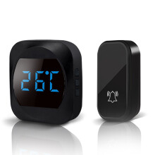 (White, EU Plug) Wireless Waterproof DoorBell Wireless Smart Doorbell LED Temperature Display 2-in-1 300M Rangee