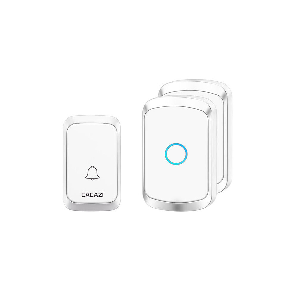 (White, US Plug) Wireless Doorbell Waterproof 100-240V 300M Range Music Door Bell Home 60 Chimes Door Ring 2 Receiver 1 Transmitter