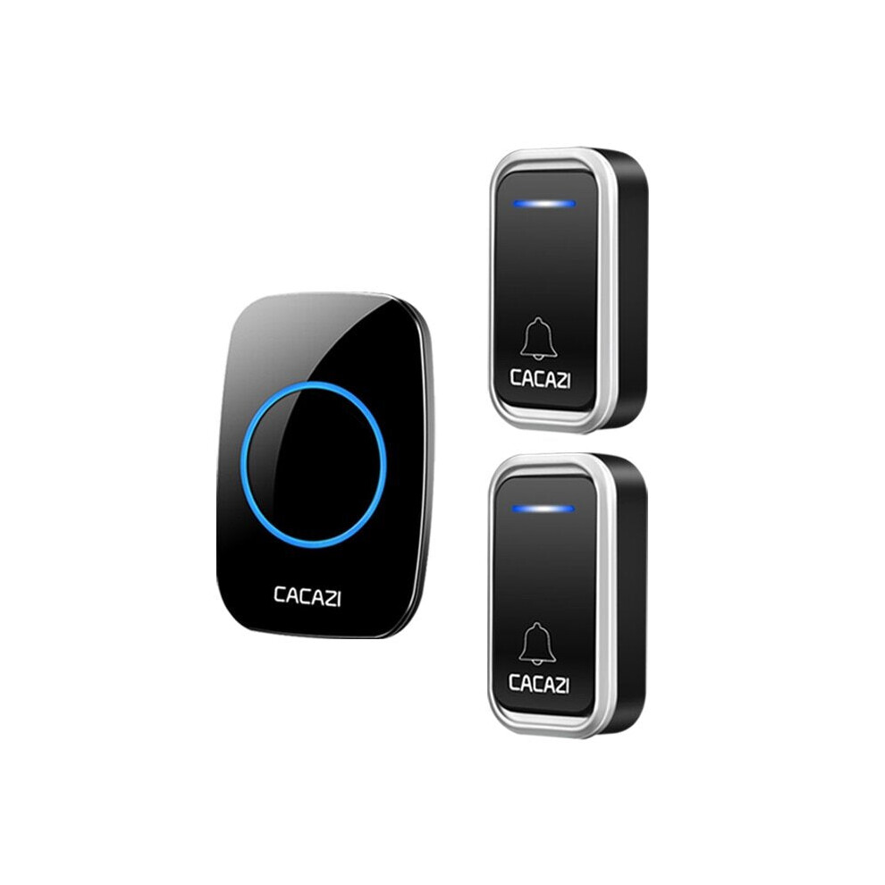 (Black, EU Plug) Waterproof Wireless Doorbell 300M Remote Door Bell Chime 220V 2 Button 1 Receiver