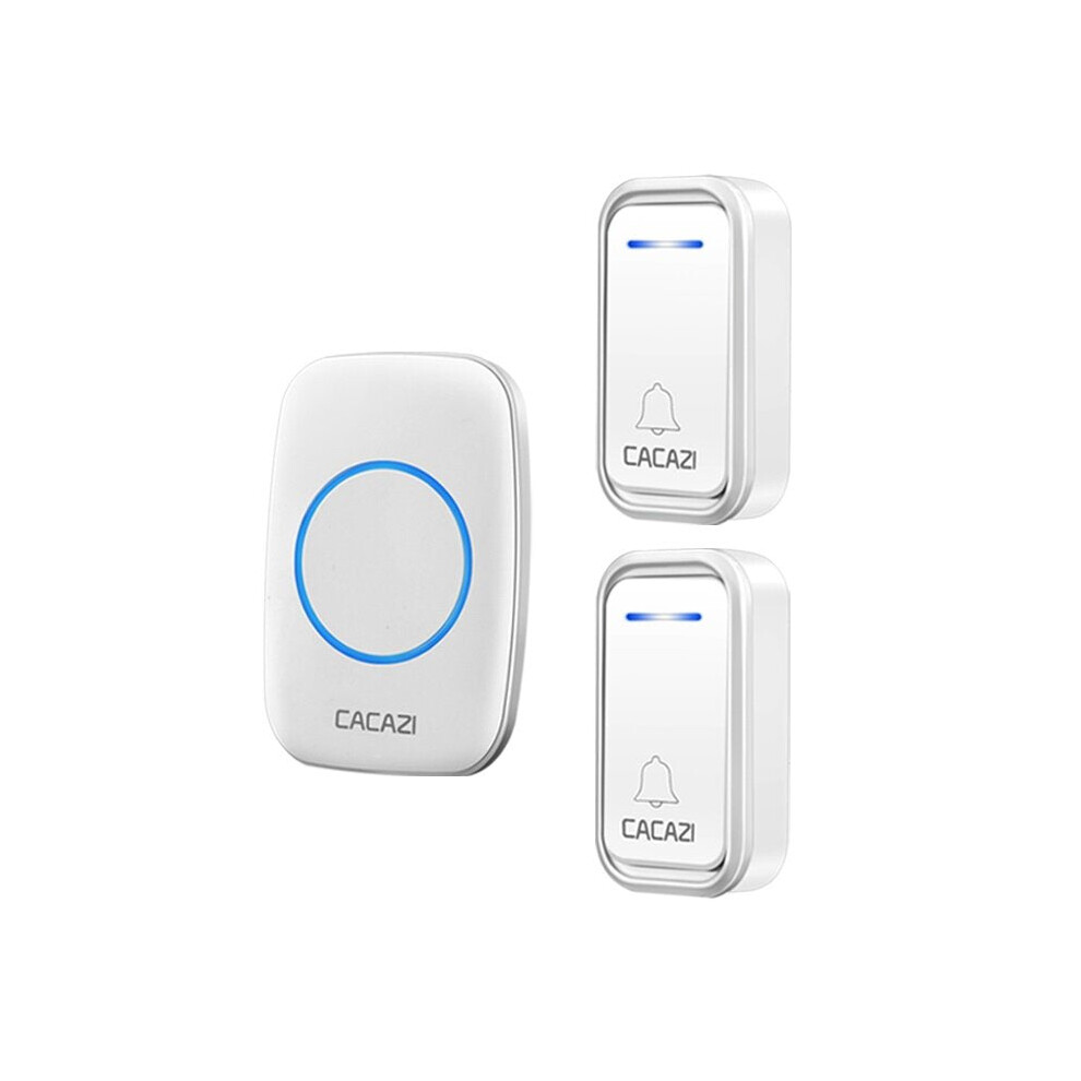(Silver, US Plug) Waterproof Wireless Doorbell 300M Remote Door Bell Chime 220V 2 Button 1 Receiver