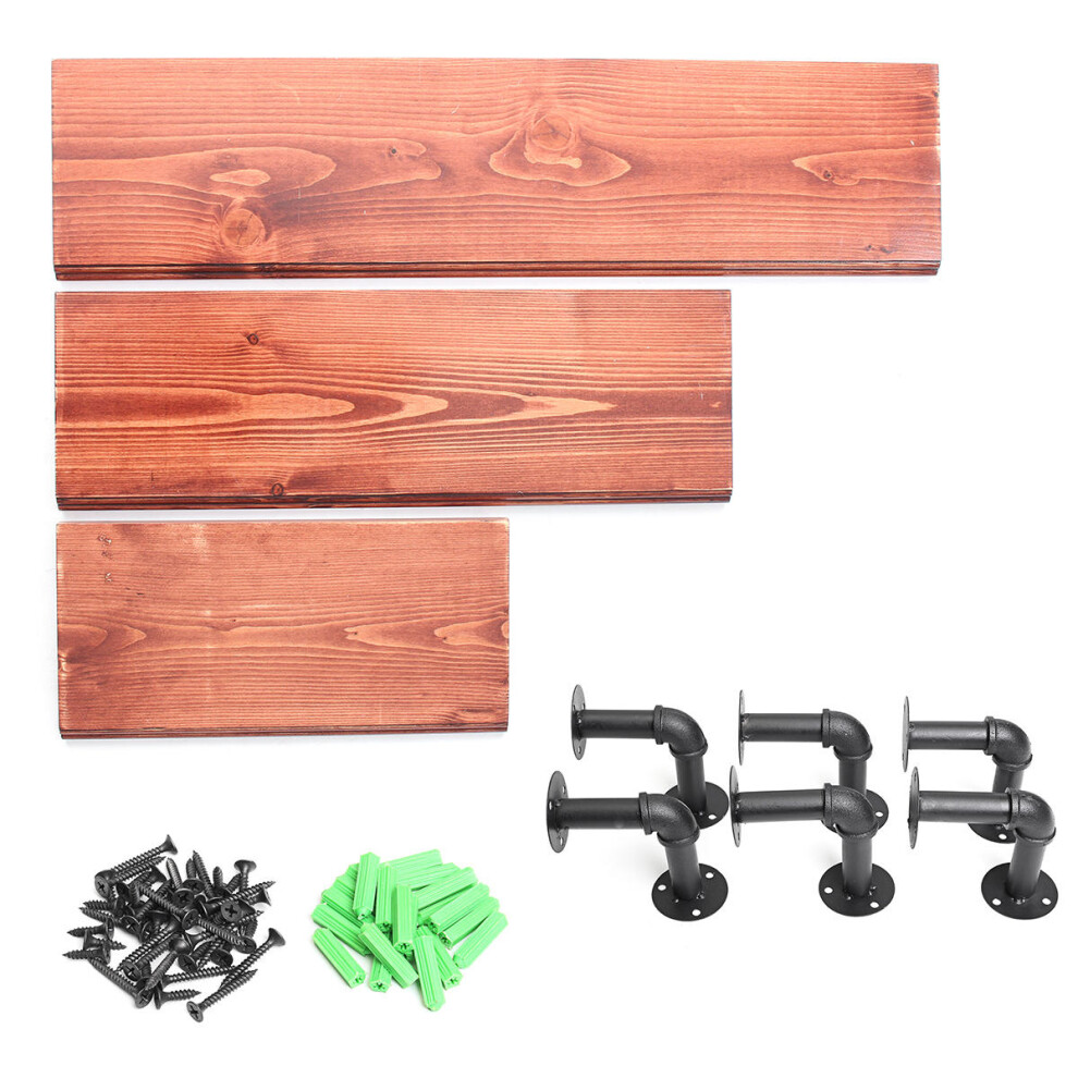 3Pcs 40+60+80Cm Wooden Board Shelves Wall Mount Floating Shelf Display Bracket Waterproof Decor 8727971751954