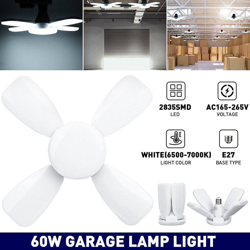 E27 60W LED Garage Light Bulb2835SMD Four-Leaves Deformable Ceiling Workshop Lamp AC165-265V-image-OPC-PGKPSYJ-NEW