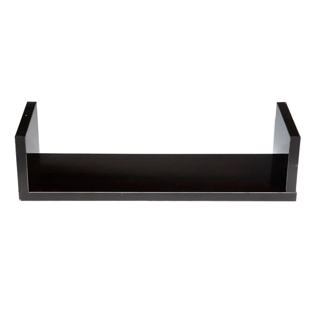 (Black, L) 60X15cm High Gloss U-shaped Wall Shelf Bracket Floating Shelves Home Decorative Cube