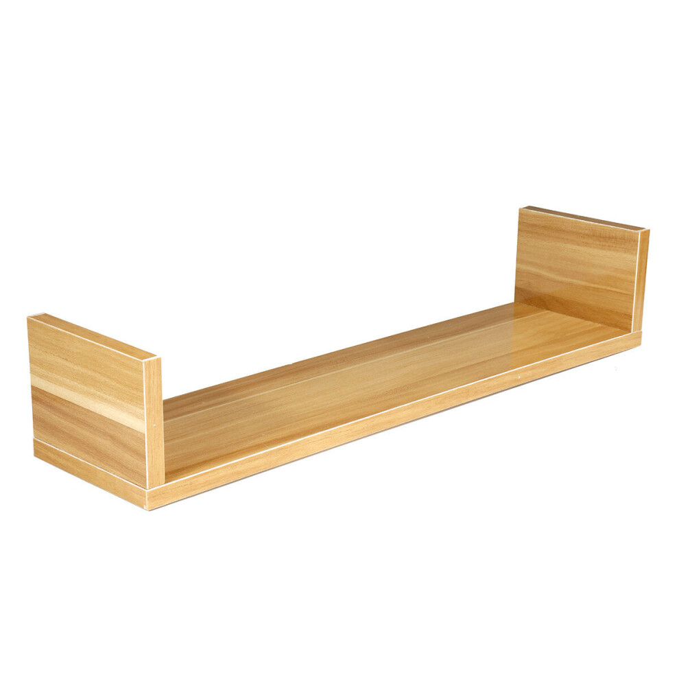 (Walnut, M) 60X15cm High Gloss U-Shaped Wall Shelf Bracket Floating Shelves Home Decorative Cube 8727971751459