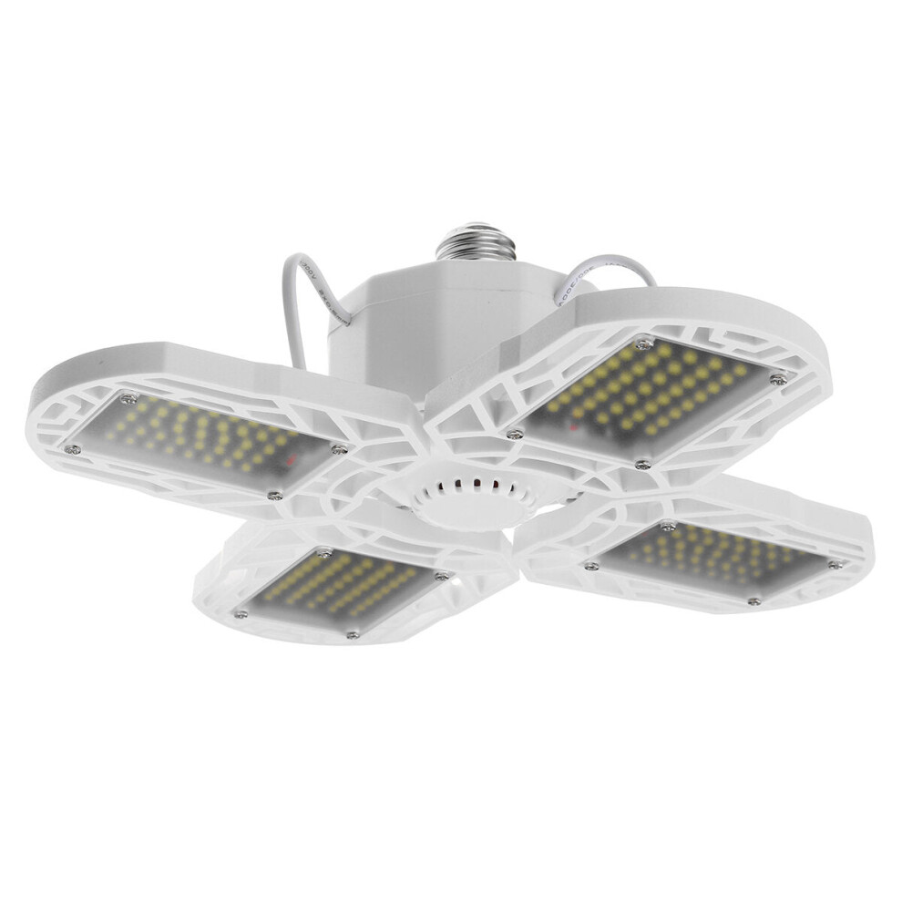 (White) E27 80W LED Garage Lights Deformable Garage Ceiling Light LED Bulb 4 Deformable Panels