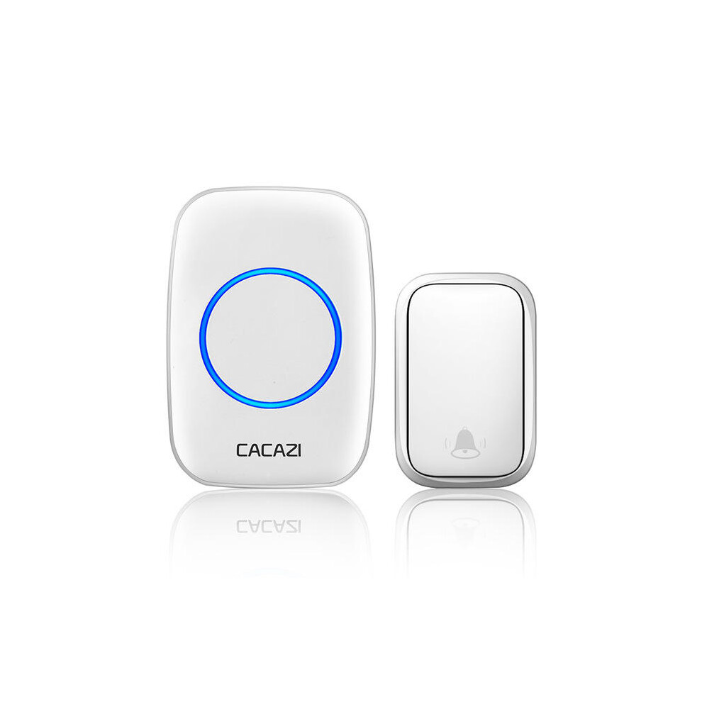 (White, US Plug) Wireless Waterproof Self-powered Doorbell No Battery Required 1 Transmitter 1 Receiver Home Ring Bell