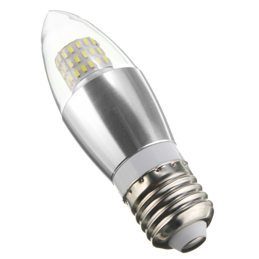 (White, E27) E14 E12 E27 7W 470LM 60 SMD 3014 LED White Warm White Glass Candle Bulb Light Non-Dimmable AC85-265V-image-OPC-PGKPTKW-NEW
