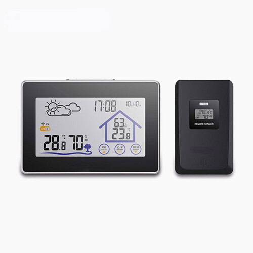 Wireless Thermometer Hygrometer Touch Screen Weather Station With Thermometer Outdoor Forecast Sensor Clock 2