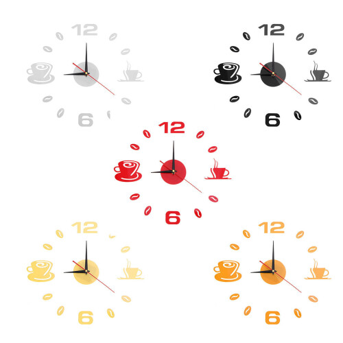 (Silver) DIY Wall Clock Acrylic Mirror Sticker Self-Adhesive Home Decoration 3D 1