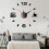 (Silver) DIY Wall Clock Acrylic Mirror Sticker Self-Adhesive Home Decoration 3D 12