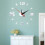 (Silver) DIY Wall Clock Acrylic Mirror Sticker Self-Adhesive Home Decoration 3D 4