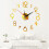 (Light Gold) DIY Wall Clock 3D Surface Mirror Numerals Room Office Sticker Home Modern 15