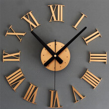 (Gold) DIY Large Wall Clock Mirror Surface Sticker Modern Style Home Decoration Design
