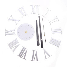 (Silver) DIY 3D Large Number Mirror Wall Clock Sticker Decor for Home Office Kids Room