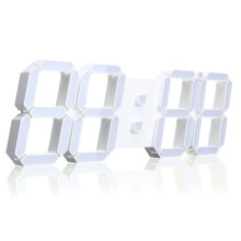 (White) Large Modern Digital Led Skeleton Wall Clock