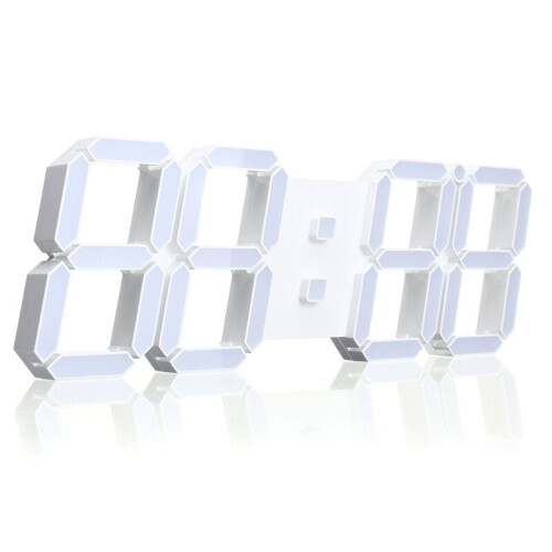 (White) Large Modern Digital Led Skeleton Wall Clock