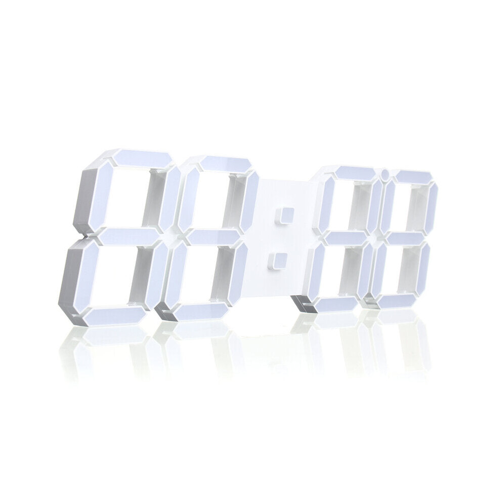 (White) Large Modern Digital Led Skeleton Wall Clock