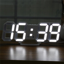 (White) Large Modern Digital Led Skeleton Wall Clock Timer 24/12 Hour Display 3D Gife