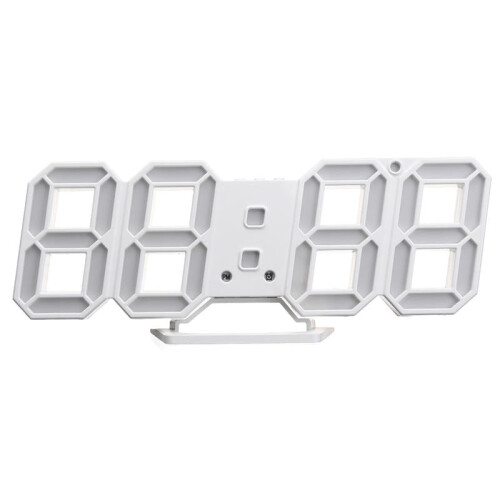 (White) Large Modern Digital Led Skeleton Wall Clock Timer 24/12 Hour Display 3D Gife 1