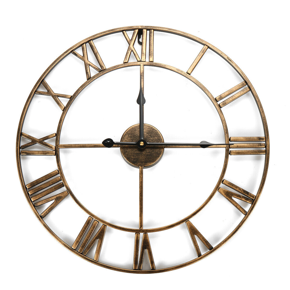 Large Skeleton Clock Style Mirroed Wall Clock Shabby Vintage Chic Roman Numerals