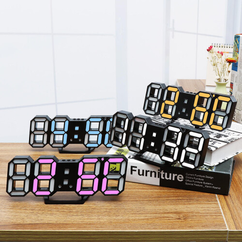 (White) Large Modern Design Digital Led Wall Clock Watches 24 Or 12-Hour Display 2