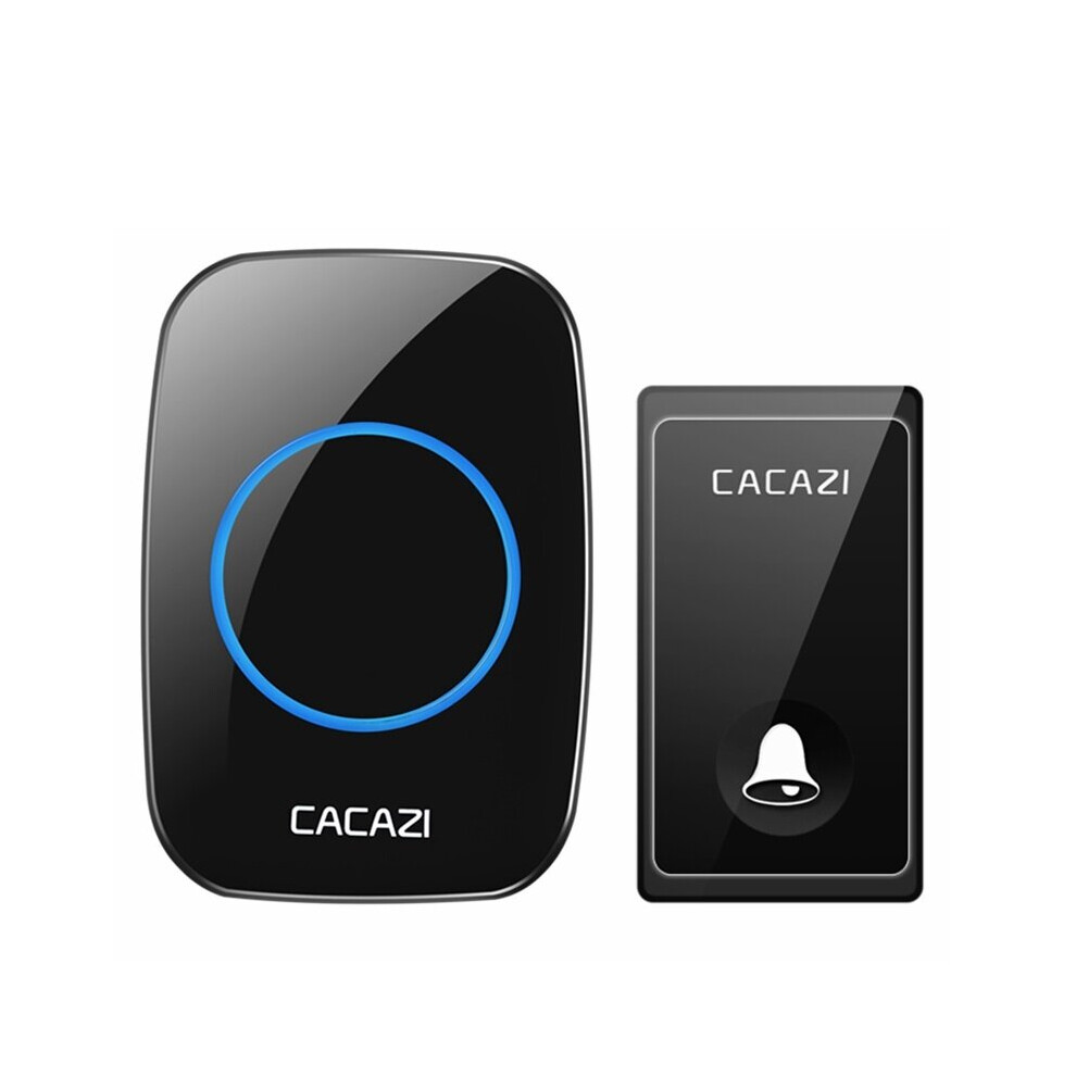 (Black, US Plug) Wireless Doorbell Self-powered Waterproof Intelligent Home Door Ring Bell Receiver Transmitter