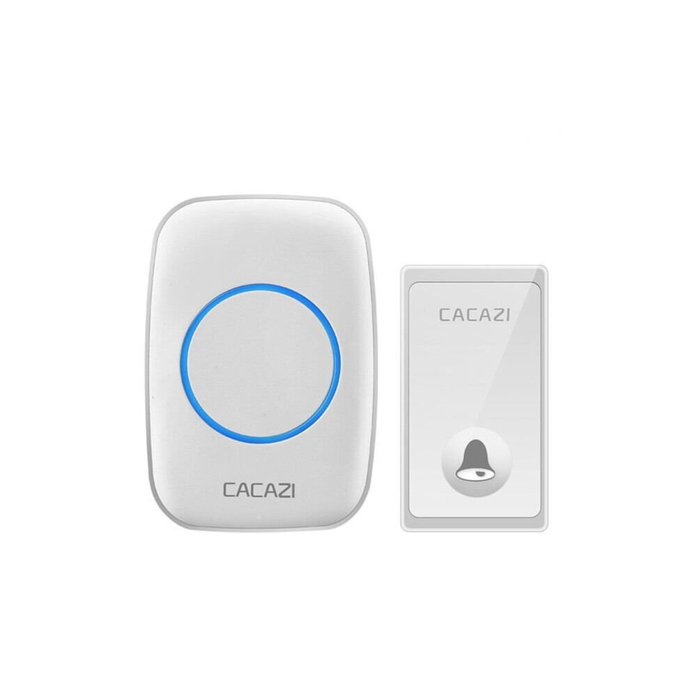 (White, US Plug) Wireless Doorbell Self-powered Waterproof Intelligent Home Door Ring Bell Receiver Transmitter