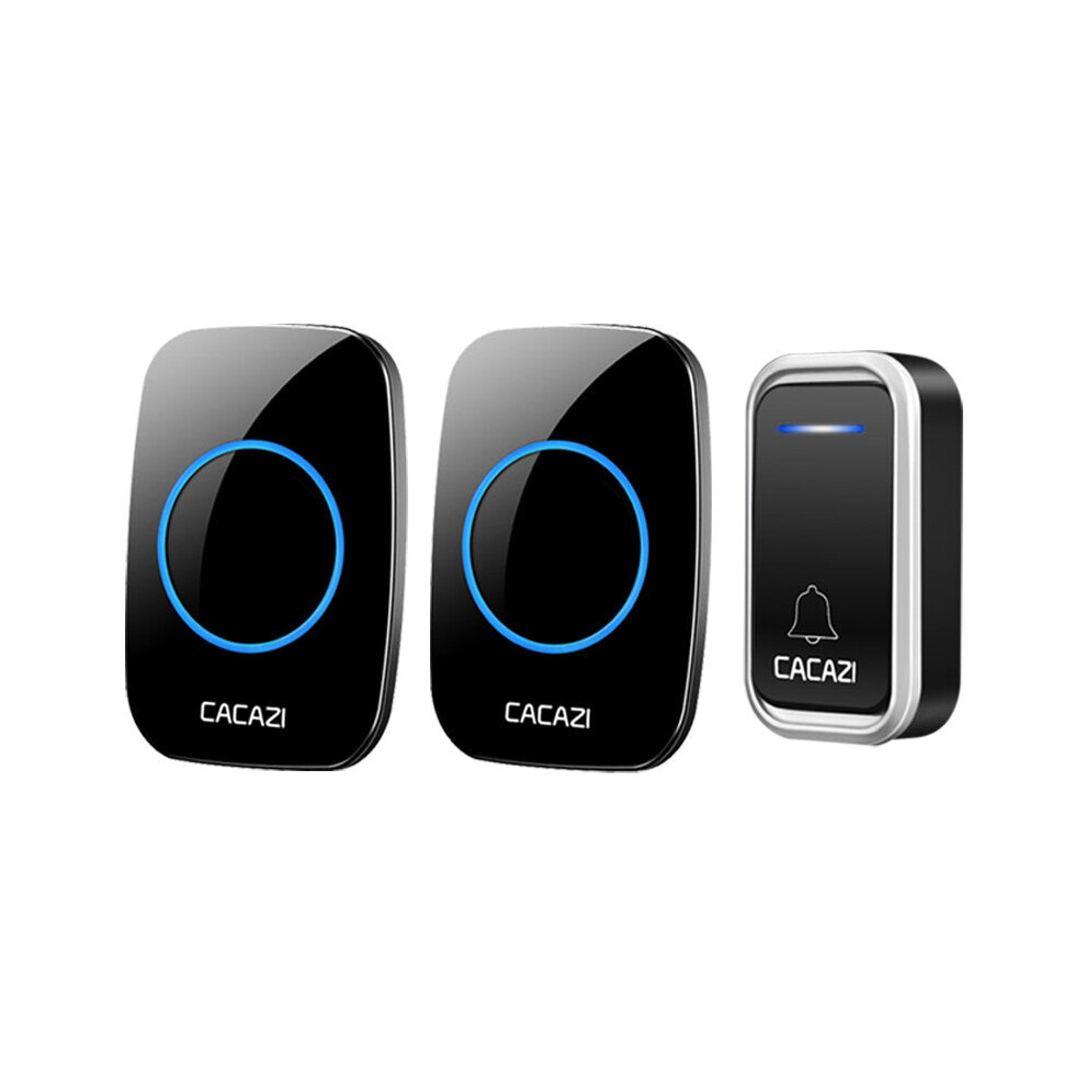 (Black, EU Plug) Self-powered Waterproof Wireless Doorbell 1 Transmitter to 1 Receiver Home Call Ring Bell No Battery Required Button 150M Remote