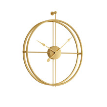 (Gold) Art Hanging Clock Vintage Creative Round Metal Iron Home Office Wall Xmas Decoration