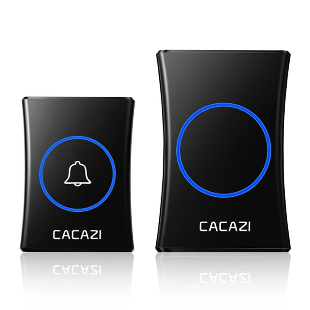 (Black, UK Plug) Smart Waterproof Wireless Music Doorbell Battery 300M Remote Button Receiver Home Call Ring Bell