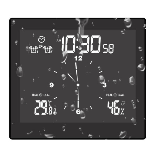 (White) Digital Clock Waterproof Bathroom Wall Clock Hygrometer Thermometer Alarm Clock Timer Temperature Humidity Clock 1