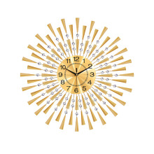 (Gold) Black/Gold Iron Wall Clock Geometric Diamond Wall Clock without Battery