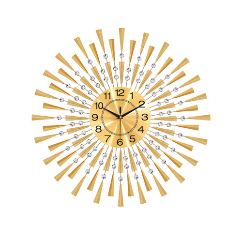 (Gold) Black/Gold Iron Wall Clock Geometric Diamond Wall Clock without Battery