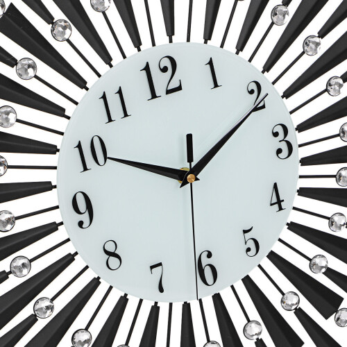(Gold) Black/Gold Iron Wall Clock Geometric Diamond Wall Clock without Battery 2