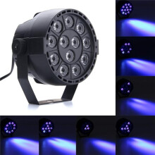 (EU Plug) 12W UV 12 LED Black Auto Sound Active Par Stage Light DMX512 for Disco Club Bar DJ Show AC110-240V