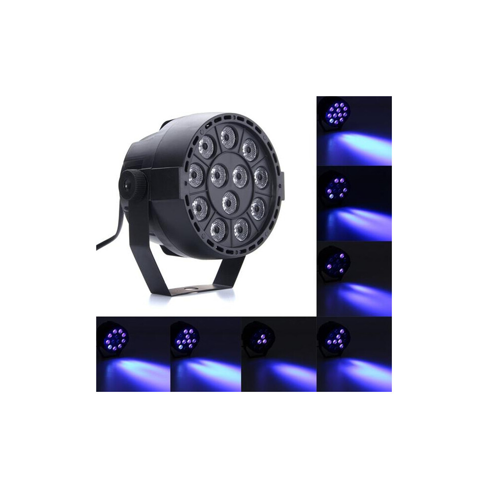 (US Plug) 12W UV 12 LED Black Auto Sound Active Par Stage Light DMX512 for Disco Club Bar DJ Show AC110-240V