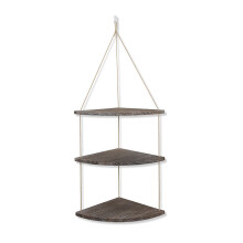 (Brown) 3-Tier Wall-mounted Floating Hanging Rack Corner Shelf Organizer Decor