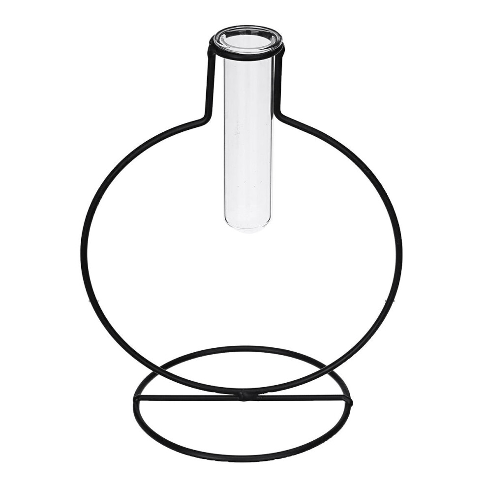 (#6) Flower Vase Holder Plant Display with Iron Stand and Glass Tube for Hydroponics Ornament Decorations in Different Size