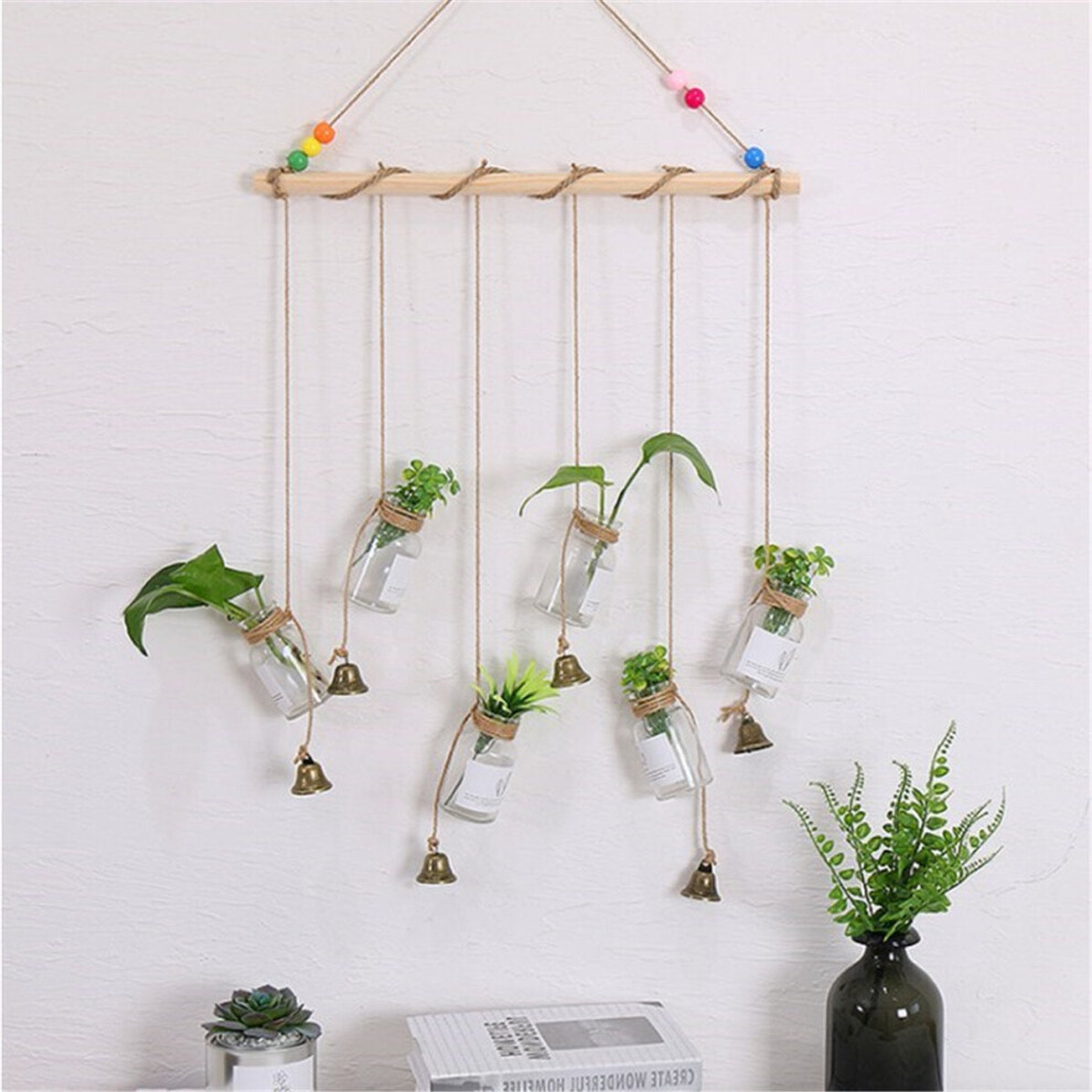 (6 Bottles) Hanging Clear Glass Flower Plant Hydroponic System Vase Terrarium Container Home Garden