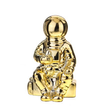 (Gold, A) Ceramic Space Man Sculpture Astronaut Cosmonaut Vase Ornament Statue Money Pot