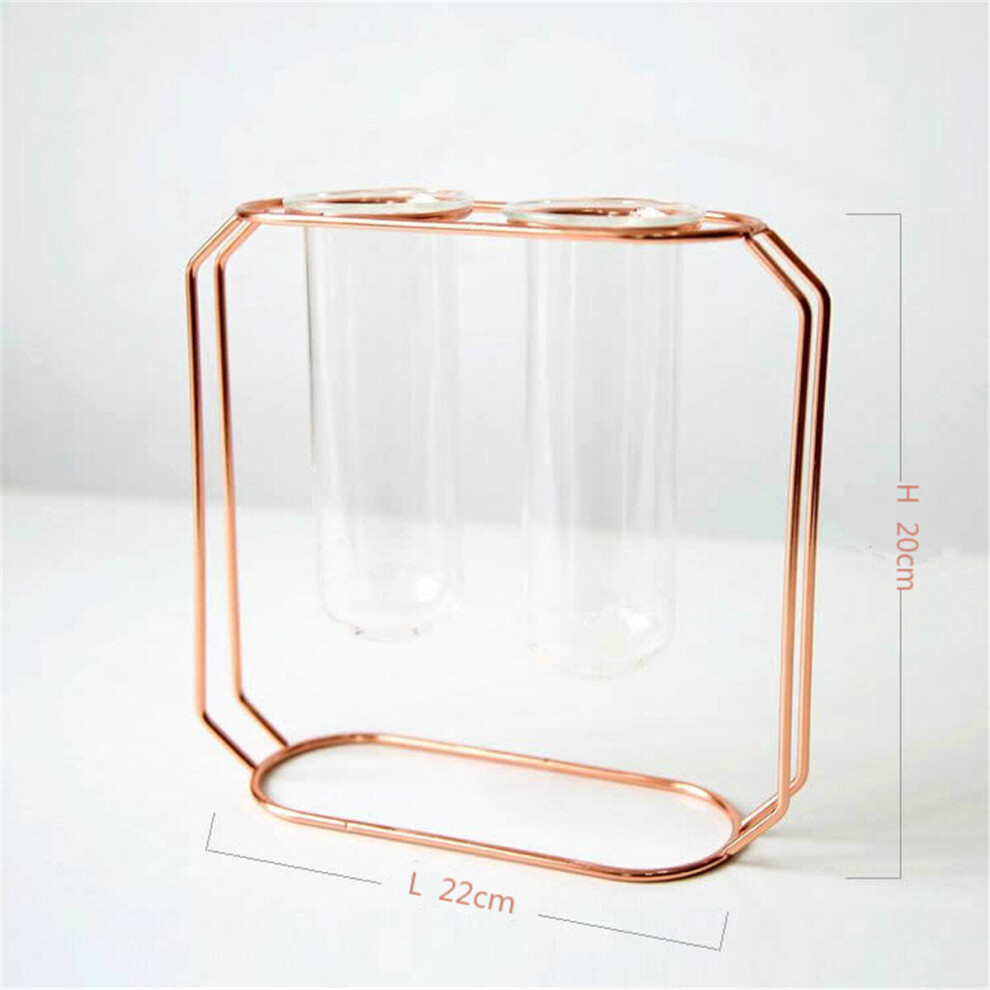 (#6) Glass Vase Flower Holder Plant Container Metal Line for Decorations