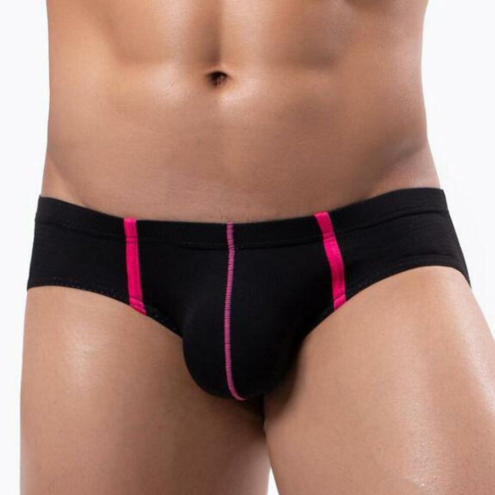 (L, black) Men's Low Waist Ice Silk Mesh Breathable Briefs - E-093