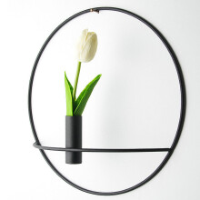 (Black) 3D Geometric Wall Mounted Candle Holder Metal Tea Light Home Decor Candlestick