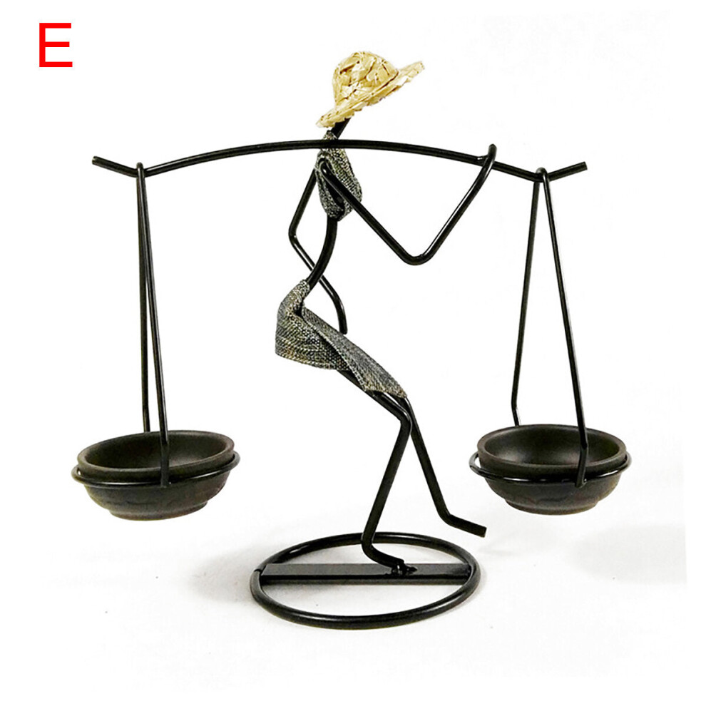 (E) Nordic Metal Candlestick Abstract Character Sculpture Candle Holder Decorations