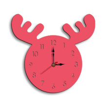 (Red) Wapiti Head Creative Wall Clock Living Room Home Cartoon Children's Clock