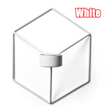 (White) 3D Geometric Nordic Style Candle Holder Iron Candlestick Handmade Wall Art Room Home Decor